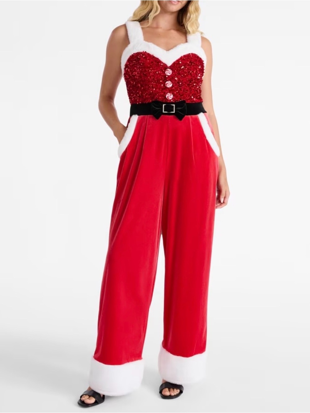 love on a hanger Red Sequin Sweetheart Bust Holiday Jumpsuit